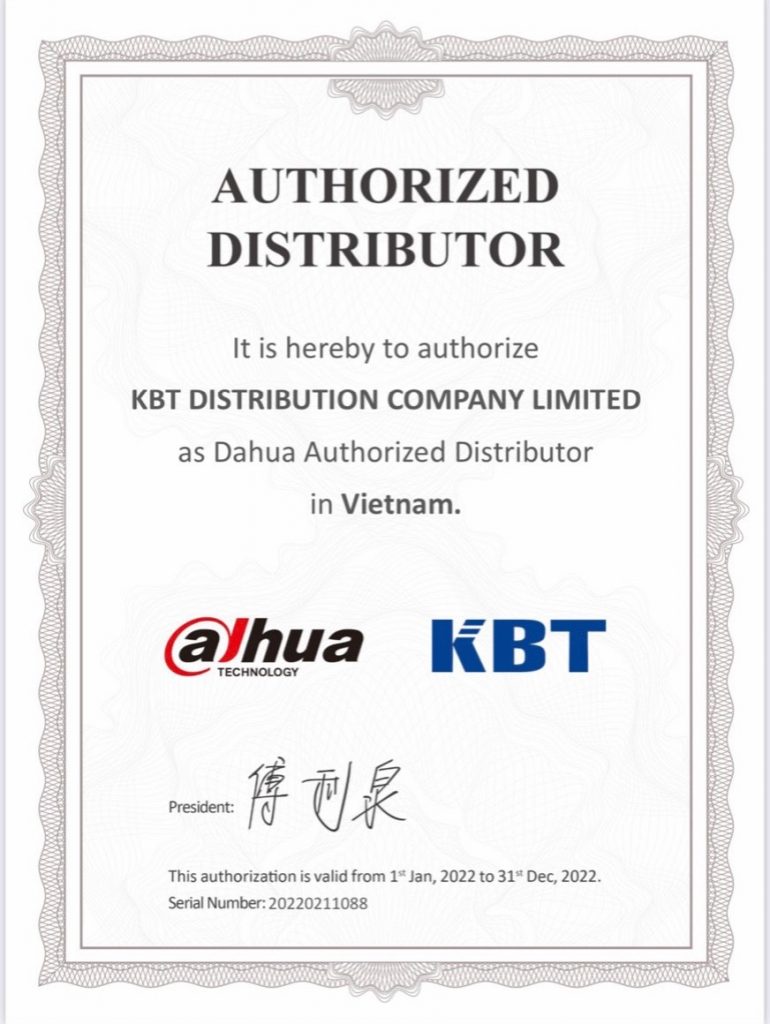 KBT - Nhà phân phối chính thức sản phẩm Dahua tại Việt Nam